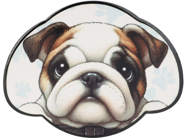 Glassbrikke keramikk/kork Hund 11cm 4stk Inkludert holder i metall 