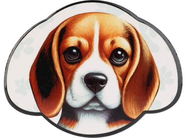 Glassbrikke keramikk/kork Hund 11cm 4stk Inkludert holder i metall 