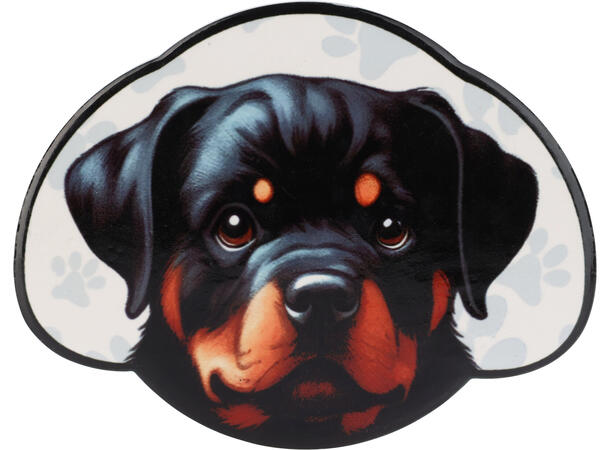 Glassbrikke keramikk/kork Hund 11cm 4stk Inkludert holder i metall 