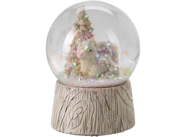 Glasskule m/snø h:6cm dyr etc 3ass Display 12stk 