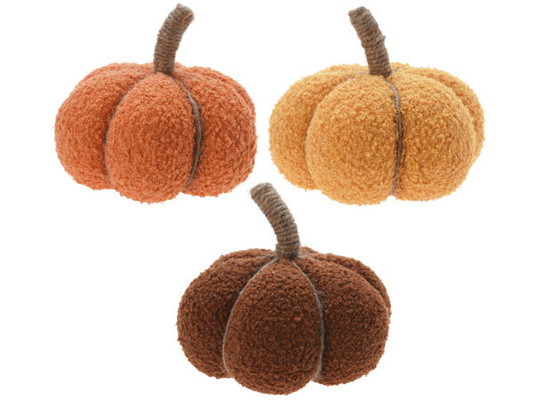 Gresskar dekor tekstil 17x17x14cm 3ass Forpk 12stk  Polyester skum og jute 