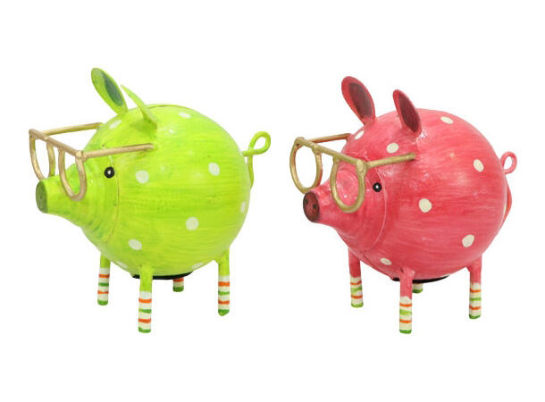 Gris prikket metall 15x10x14cm 2ass Forpk 4stk 