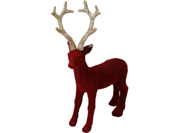 Hjort stående polystone rød 19cm Vekt: 140 gram 