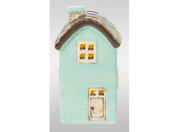 Hus LED 6x5x10cm porselen 4ass Display 12stk 