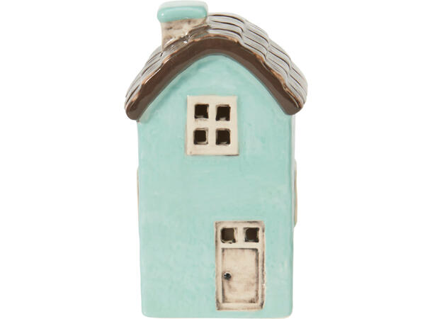 Hus LED 6x5x10cm porselen 4ass Display 12stk 