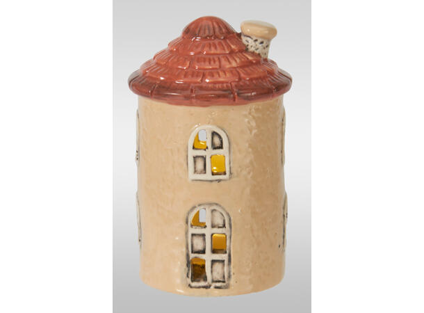 Hus LED 6x5x10cm porselen 4ass Display 12stk 