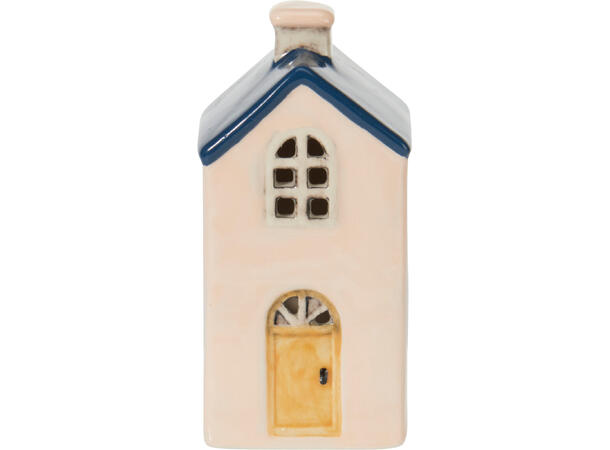 Hus LED 6x5x10cm porselen 4ass Display 12stk 