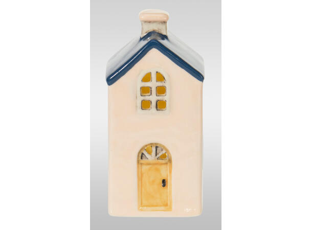 Hus LED 6x5x10cm porselen 4ass Display 12stk 