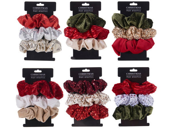 Hårstrikk bånd polyester 3stk sett 6ass 