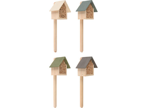 Insekthotell 12x6,5x10cm m/pinne:30cm 4a Forpakning: 24 stk 