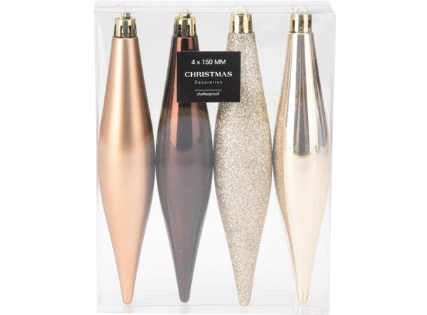 Istapp amber shiny/matt/glit 15cm 4stk Display med 24 sett PP 