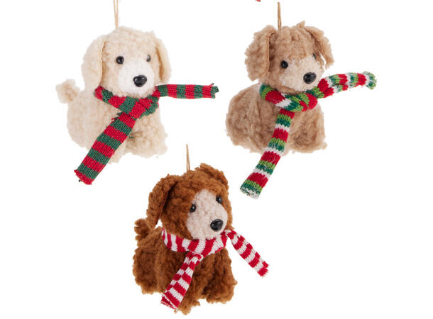 Julepynt Hund henge 11cm filtstoff 3ass 