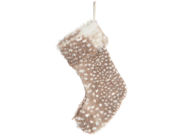 Julestrømpe brun/beige 25x35x1cm 2ass Forpk 12stk Polyester 