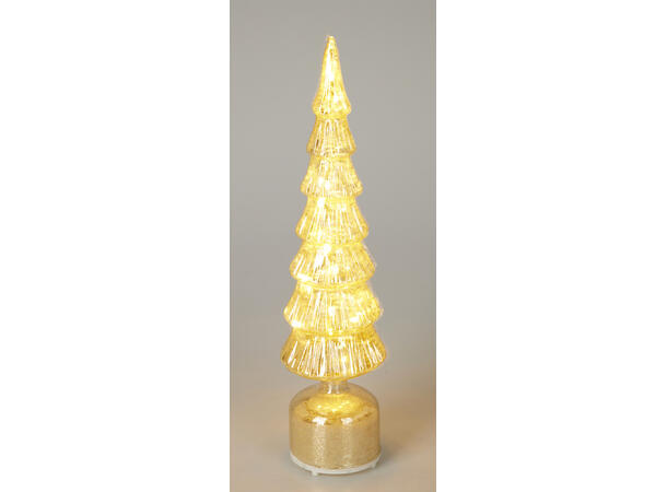 Juletre LED bev.lys glass gull 40cm 2ass Batteri: 3xAAA Timer: 6/18t on/off 
