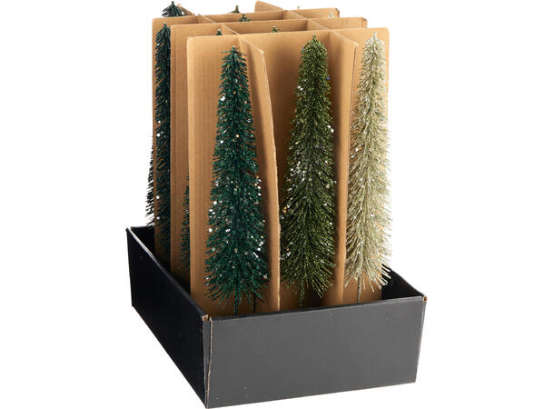 Juletre metall Grønt h:33cm 3ass Display 12stk Trefot 