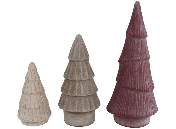Juletre rød/hvit/lys brun keramikk s/3 Eske: 11,5x11,5x27cm 