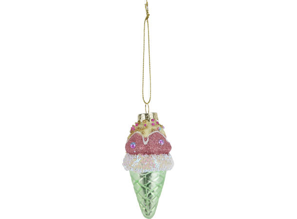 Juletrepynt iskrem glass 4x8,5cm 3ass Display med 12 assortert 