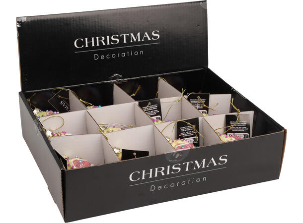 Juletrepynt iskrem glass 4x8,5cm 3ass Display med 12 assortert 