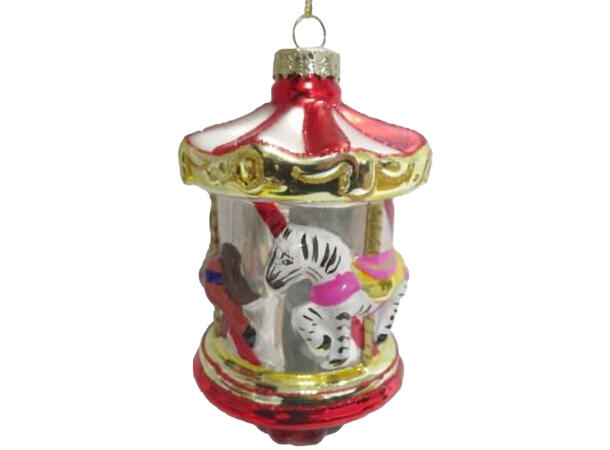 Juletrepynt karusell glass 13cm 2ass 12 assortert i eske 