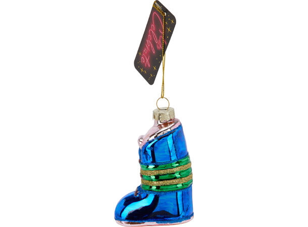Juletrepynt skiutstyr glass 6x6x9cm 3ass 12 assortert i displayboks 