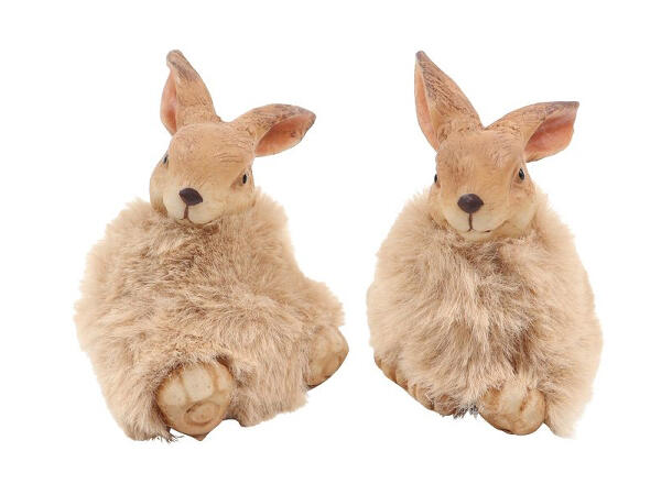 Kanin beige plysj polyresin 6x5x8cm 2ass Forpk 12stk 