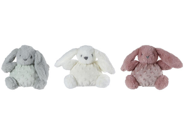 Kanin plysj grå/hvit/rosa 16cm 3ass Baby gaver 