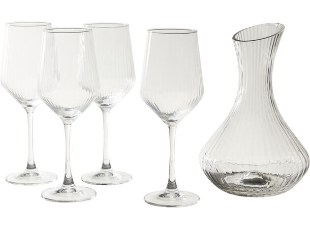 Karaffelsett Karaffel 0,5l m/4 vinglass Karaffel 510ml. Vinglass 7x24cm 