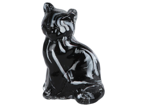 Katt sort/grå glass 6,5x5x10cm Forpk 12stk 