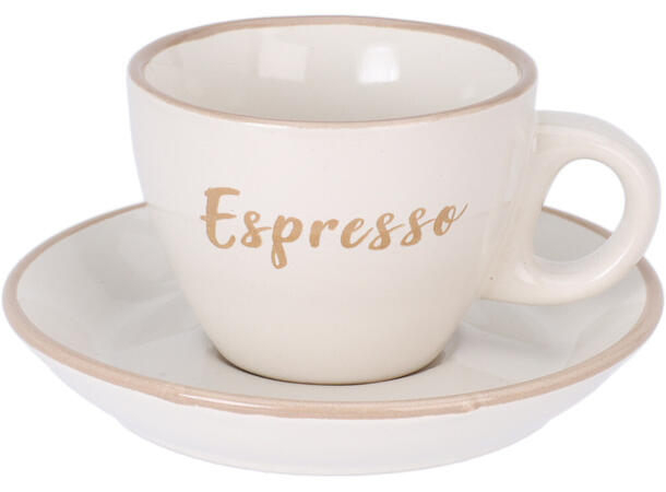 Kopp m/fat kerami. Espresso 6,5x5cm 4ass Forpakning:4stk Krem, mocca,mørk/lys grå 