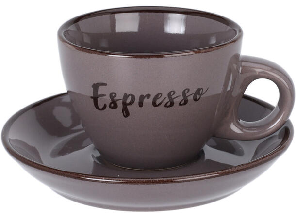 Kopp m/fat kerami. Espresso 6,5x5cm 4ass Forpakning:4stk Krem, mocca,mørk/lys grå 