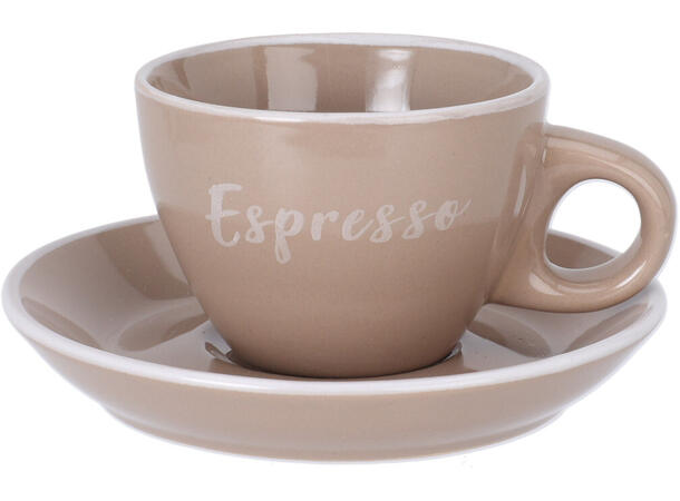 Kopp m/fat kerami. Espresso 6,5x5cm 4ass Forpakning:4stk Krem, mocca,mørk/lys grå 