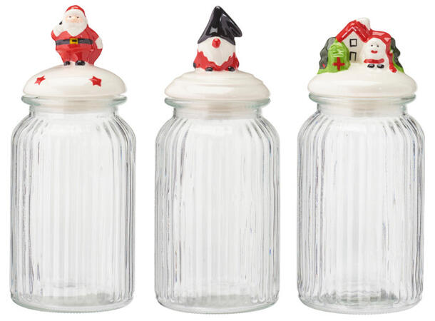 Krukke glass/keramikk 950ml 11x26cm 3ass Vekt:850gram Silikon Ring 