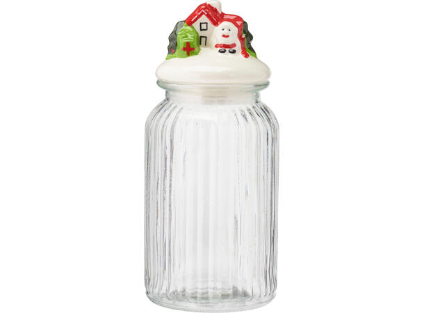Krukke glass/keramikk 950ml 11x26cm 3ass Vekt:850gram Silikon Ring 