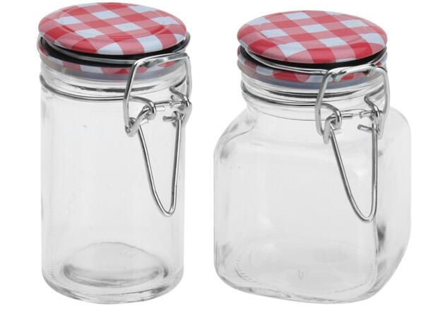 Krukke glass oppbevaring 90ml 2ass Display med 12stk 4,5x8,5cm 7x5x8cm 