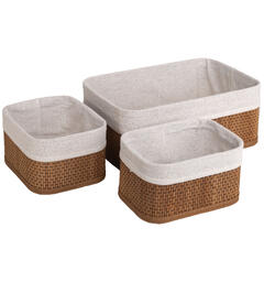 Kurv brun flett 14x9x10cm 30x20x12cm s/3