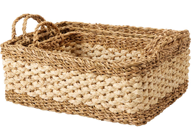 Kurv flettet sjøgress med hank s/3 28x20x10cm 32x23x12cm 36x27x14cm 