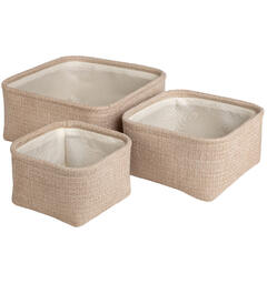 Kurv krem soft cord 25x25x12cm s/3 16x16x10cm 20x20x11 25x25x12cm