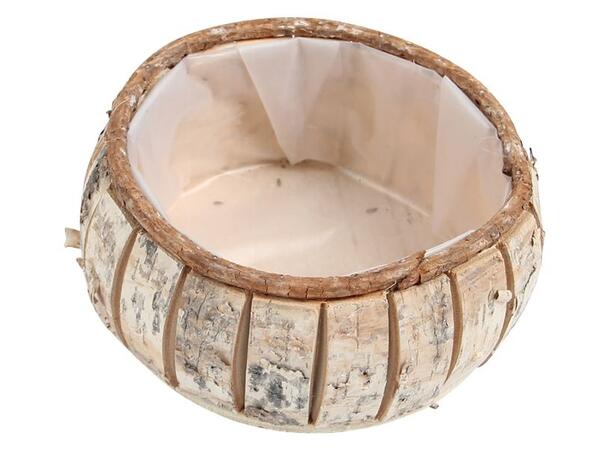 Kurv rund tremateriale 20x20x9cm Med plast 