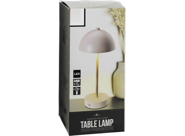 Lampe kuppel LED offwhite 14x31cm Metall. USB-C 