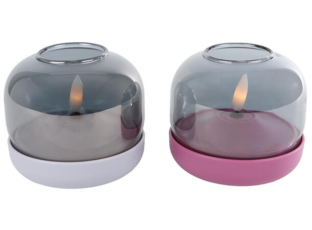 Ledlys rosa/lilla plastikk 10x8cm 2ass Forpk 12stk Batteri 2xAA 