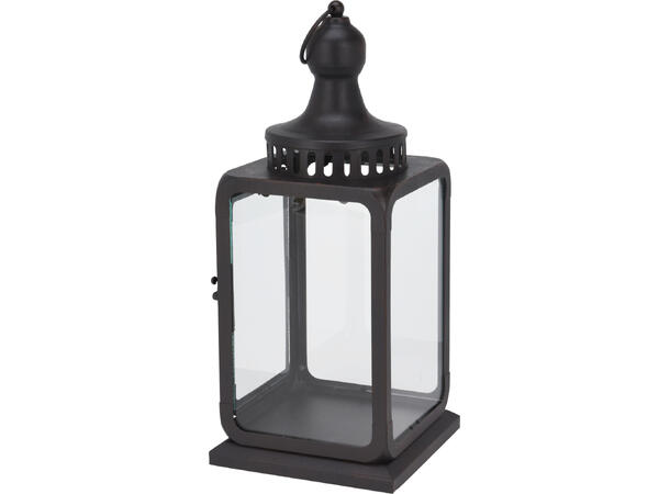 Lykt brun antikk metall m/glass 16x38cm Vekt:1140gram 