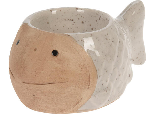 Lysestake fisk porselen 12,5x8x5cm 3asx Forpk 24stk Vekt:200gr Blå grønn hvit 