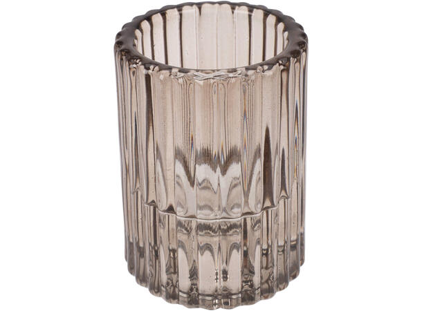Lysestake glass 6x8cm klar/amber 3ass Display med 24stk 