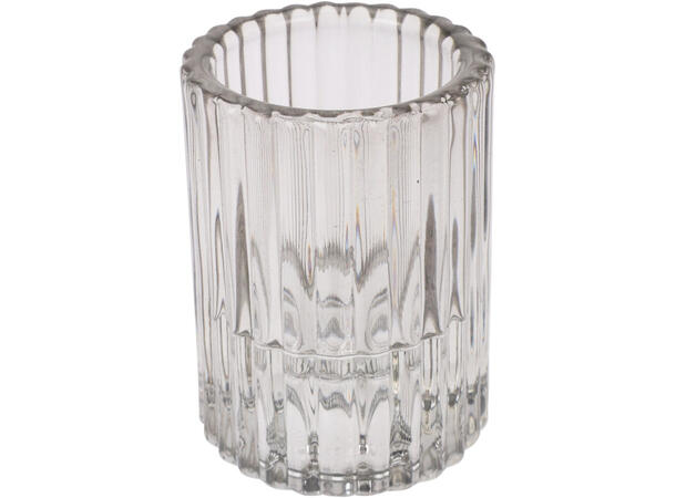 Lysestake glass 6x8cm klar/amber 3ass Display med 24stk 