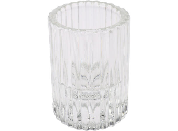 Lysestake glass 6x8cm klar/amber 3ass Display med 24stk 
