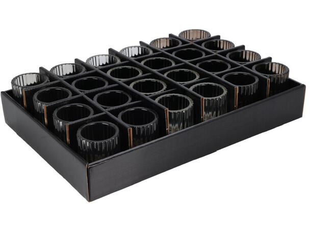 Lysestake glass 6x8cm klar/amber 3ass Display med 24stk 