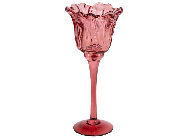 Lysestake m/stett burgunder 10x23cm Til telys 