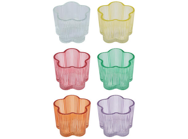 Lysestake telys blomster 8x8xcm 6ass Forpk:36st Rosa,gul,oran,rosa,hvit,grønn 