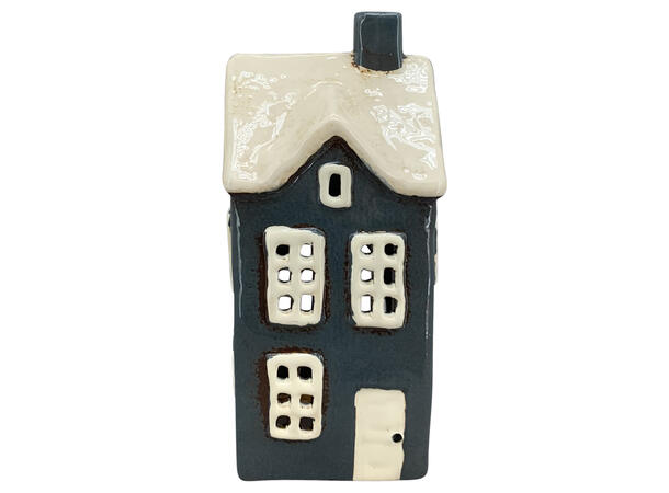 Lyshus telys blå keramikk 9x8x19,5cm Forpakning: 4stk 