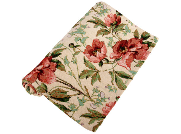 Løper Jaquard blomst krem/grønn 33x100cm 40% bomull 60 % polyester 